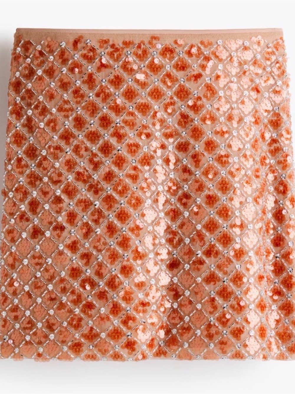 H&M Sequin Embellished Mini Skirt in Peach